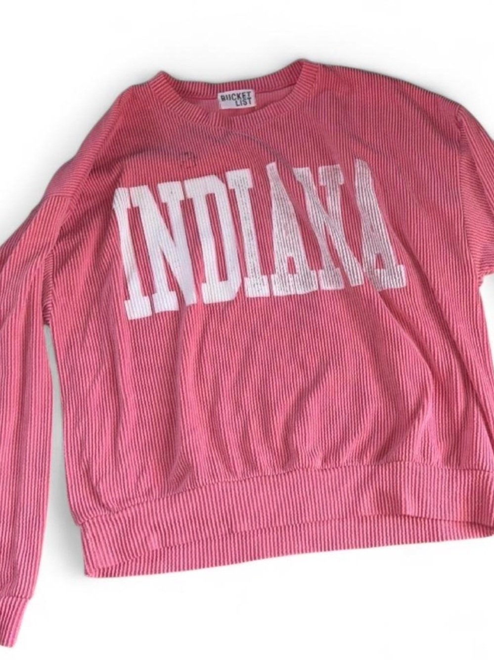 Indiana Graphic Ribbed Pink Sweatshirt